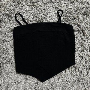 Y2K Vintage Black Handkerchief Style Crop Top Tank Size S by cantata